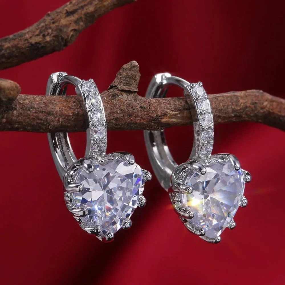 Heart Round Huggie Hoop Earrings - Picture 1 of 2